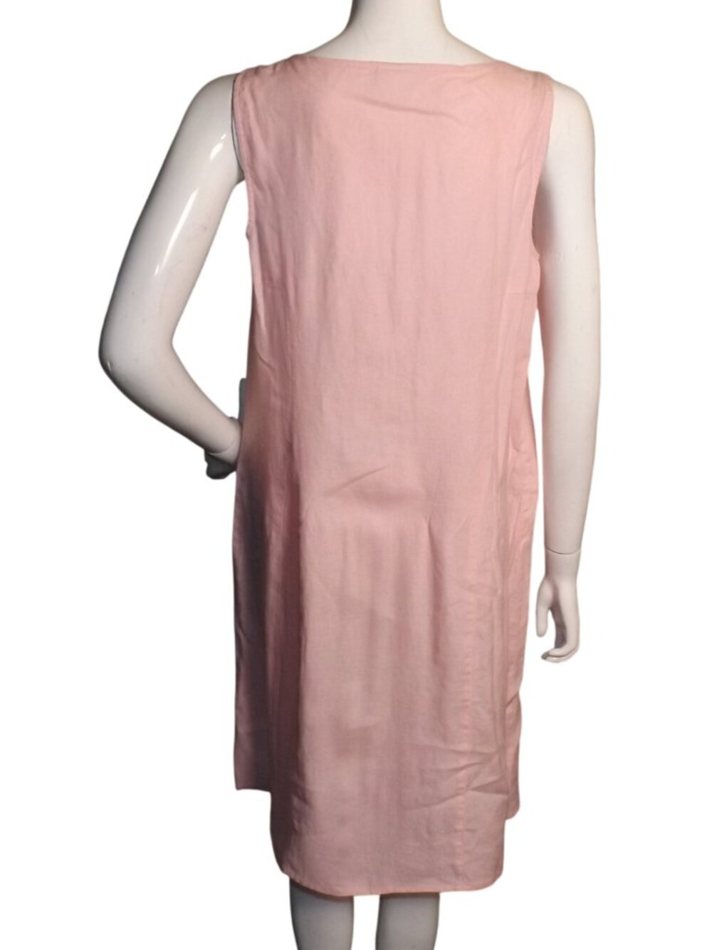 J.JILL Linen Dress, M, Pink Shift, Sleeveless, V-neck, Knee length - Picture 5 of 12